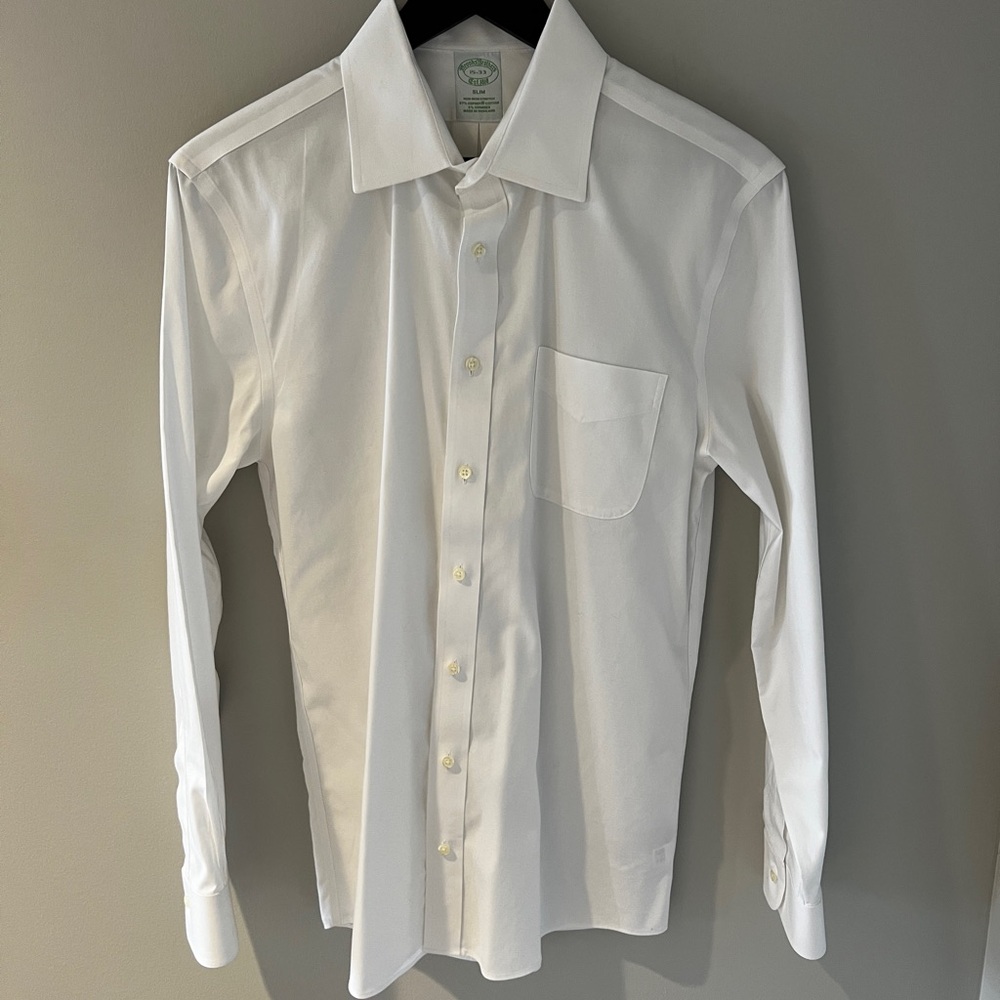 Brooks Brothers White Dress Shirt with Pointed Collar